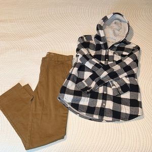 Cute fall/ winter outfit size 12 buffalo plaid and slacks